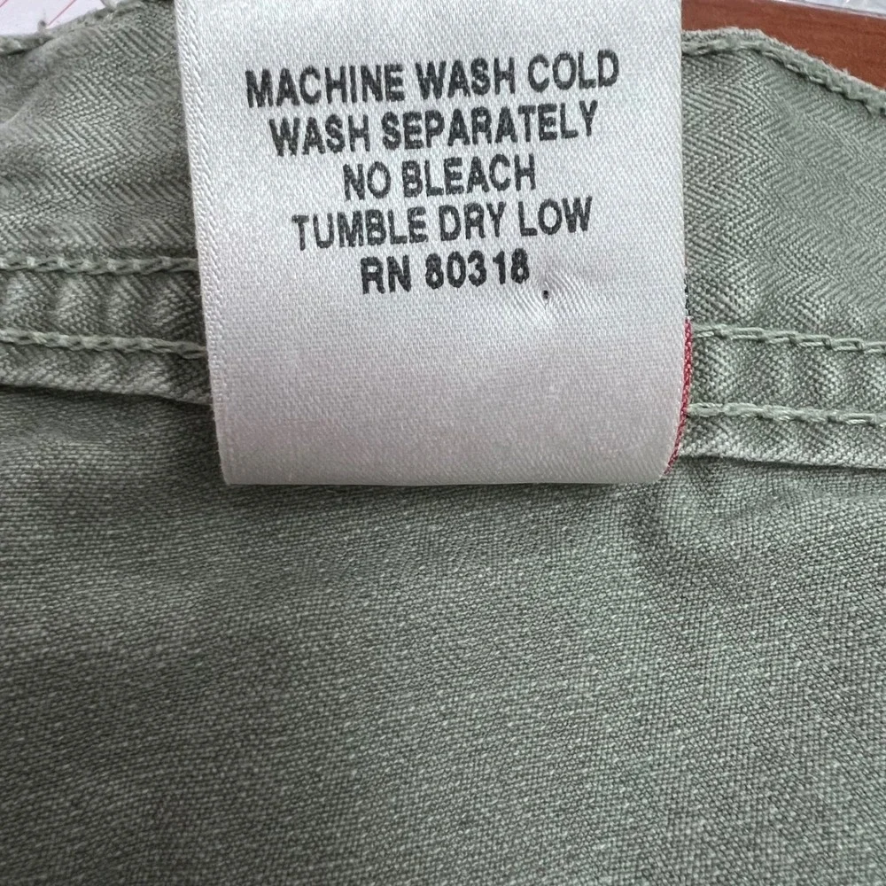 Vintage Lucky Brand Dungarees Women Size 14 Olive Green Raw Hem Y2K Pants Cotton - Picture 8 of 10